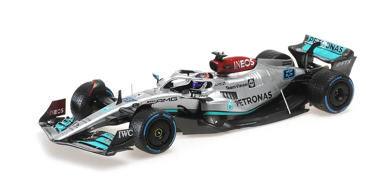 MERCEDES AMG W13 GEORGE RUSSELL MONACO GP 2022 CON GOMME DA PIOGGIA - 1/18 - Minichamps
