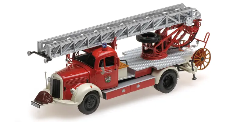 MERCEDES BENZ L3500 DL17 1950 FEUERWEHR BENSHEIM WHITE FENDERS - 1/43 - Minichamps