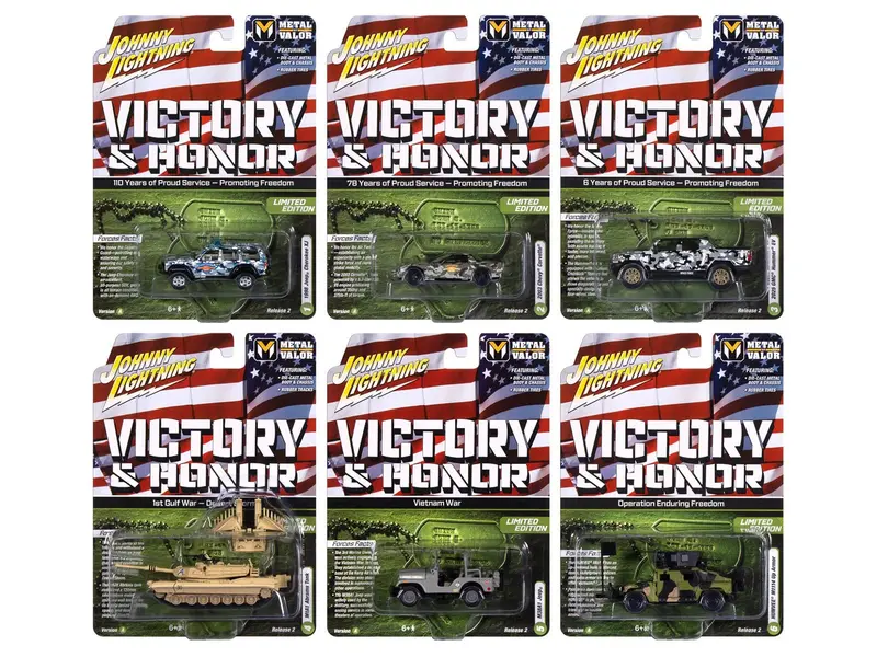 "Military" Set A of 6 pieces 2025 Release 2 Limited Edition 1/64 Diecast Model Cars by Johnny Lightning