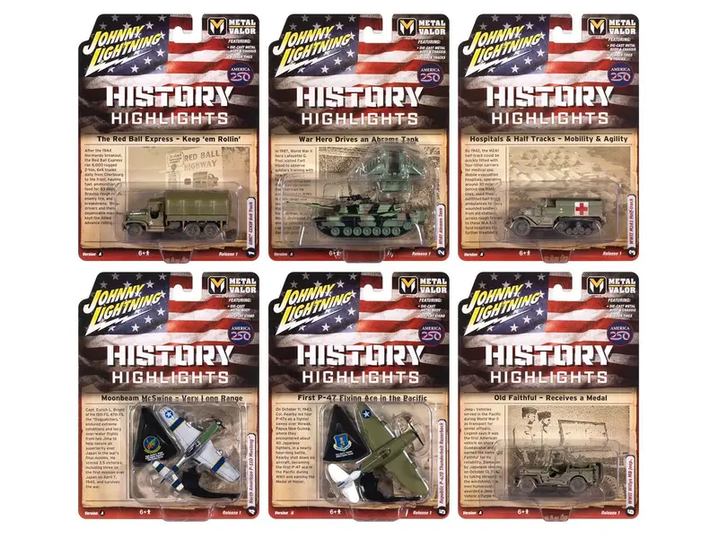 "Military" Set A of 6 pieces 2026 Release 1 Limited Edition 1/64 Diecast Model Cars by Johnny Lightning