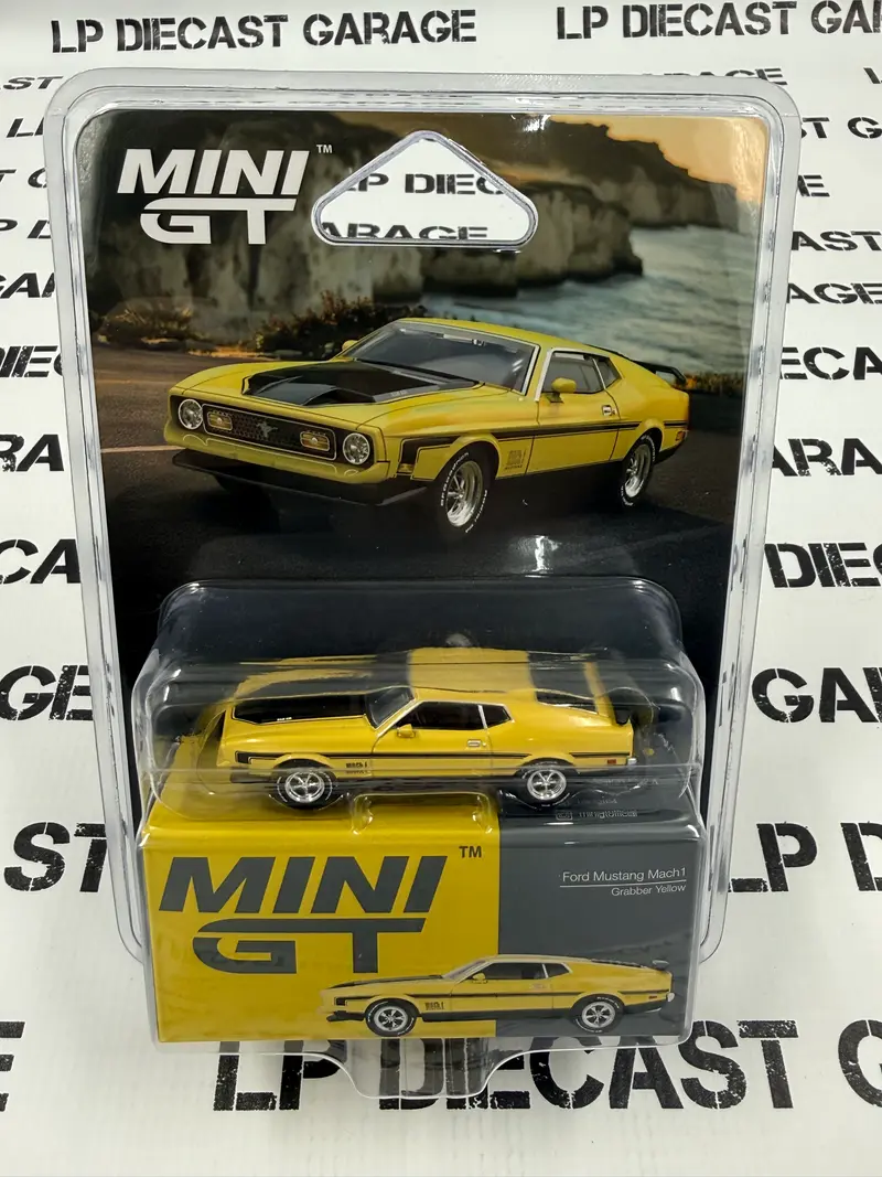 MINI GT 1971 Ford Mustang Mach 1 Grabber Yellow 1