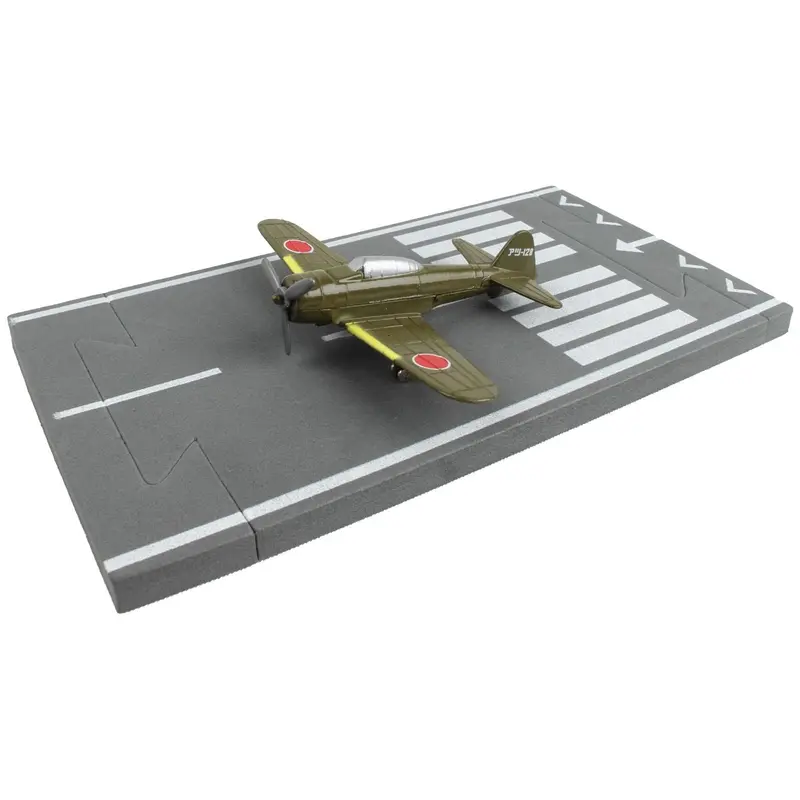 Mitsubishi A6M Zero Fighter Aircraft Green "Imperial Japanese Navy Air Service" with Runway Section Diecast Model Airplane by Runway24