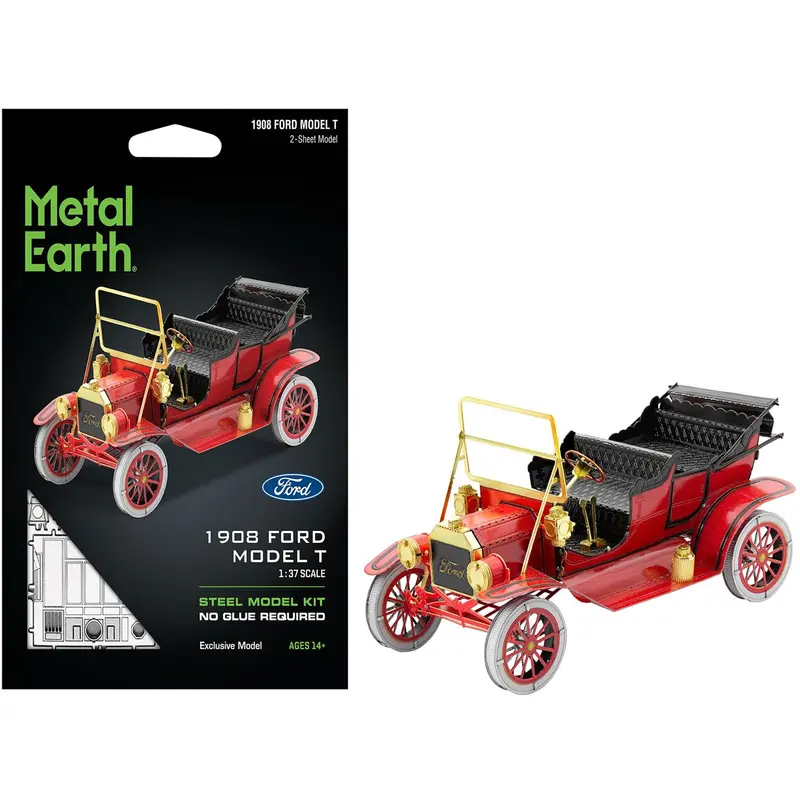 Model Kit 1908 Ford Model T Red (Moderate Difficulty) Steel Model by Metal Earth