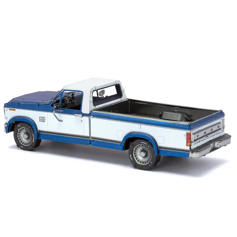 Model Kit 1982 Ford F-150 Pickup Truck Blue and White (Moderate Difficulty) Steel Model by Metal Earth