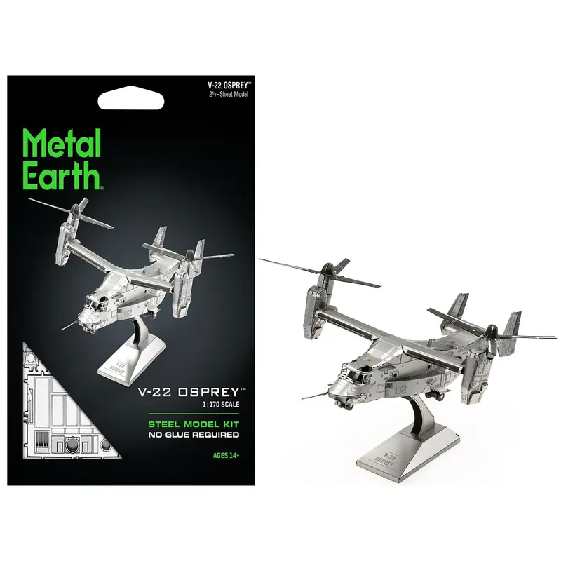 Model Kit Bell Boeing V-22 Osprey Aircraft "United States Military" (Challenging Difficulty) Steel Model by Metal Earth