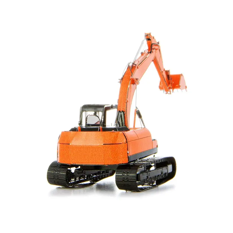 Model Kit Excavator Orange and Black (Challenging Difficulty) Steel Model by Metal Earth