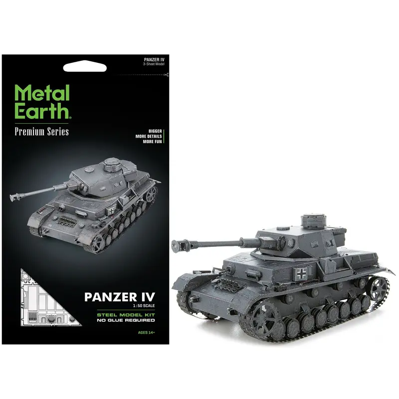 Model Kit German Panzer IV Tank (Challenging Difficulty) Steel Model by Metal Earth