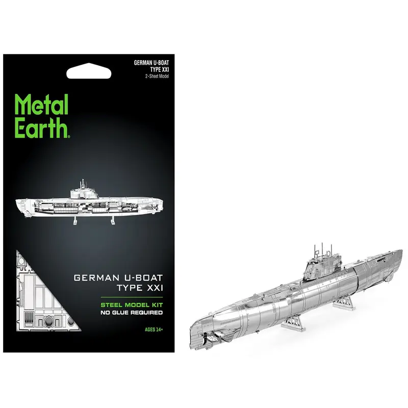 Model Kit German U-Boat Type XXI Submarine (Challenging Difficulty) Steel Model by Metal Earth