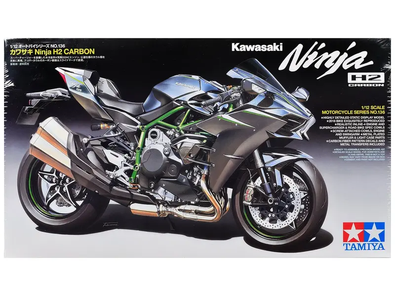 Model Kit Kawasaki Ninja H2 Carbon Motorcycle 1/12 Scale Model by Tamiya