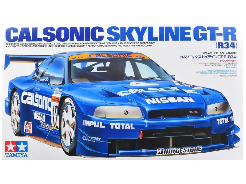 Model Kit Nissan Skyline GT-R (R34) "Calsonic" 1/24 Scale Model by Tamiya