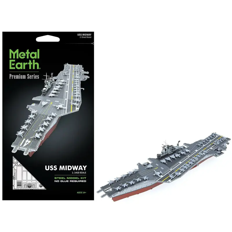 Model Kit USS Midway (CV-41) Aircraft Carrier (Challenging Difficulty) Steel Model by Metal Earth