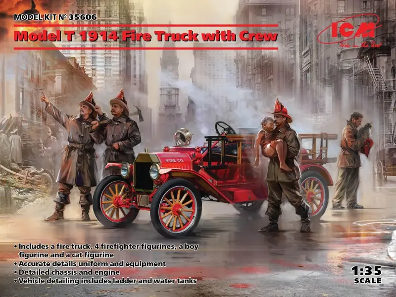 MODEL T 1914 FIRE TRUCK WITH CREW KIT 1