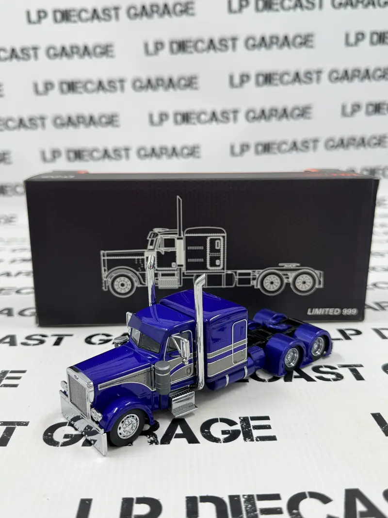 MODEL TRUCK Classic Peterbilt 379 Blue & Silver Semi Truck 1