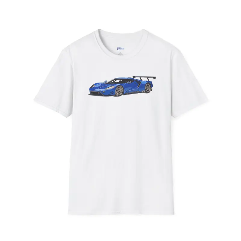 Modern Vector Art Style Blue Ford GT Le Mans Race Car T-Shirt