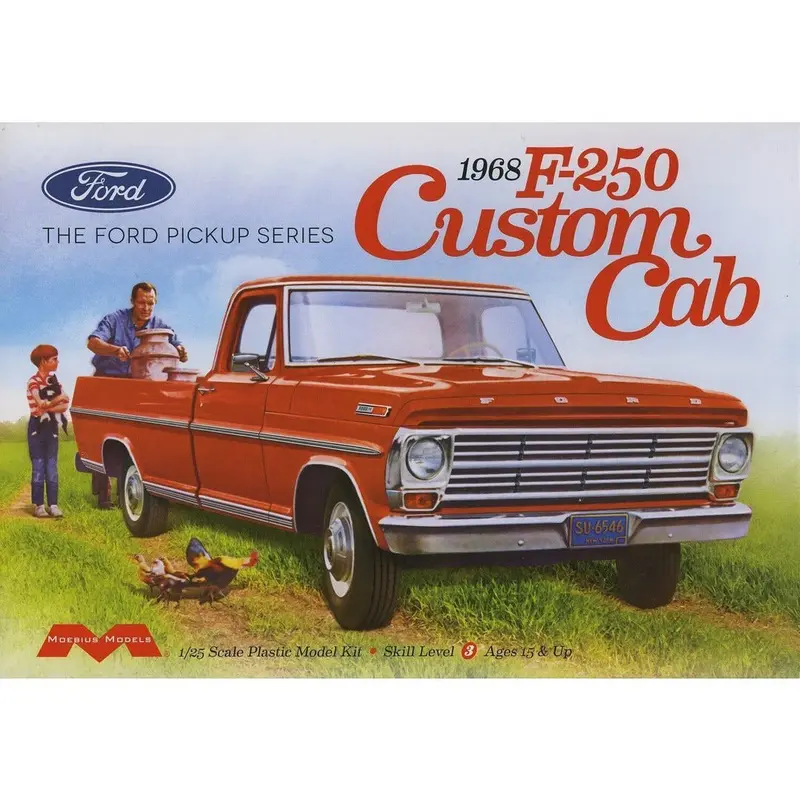 Moebius 1968 Ford F-250 Custom Cab Pickup 1/25 Scale Model Kit