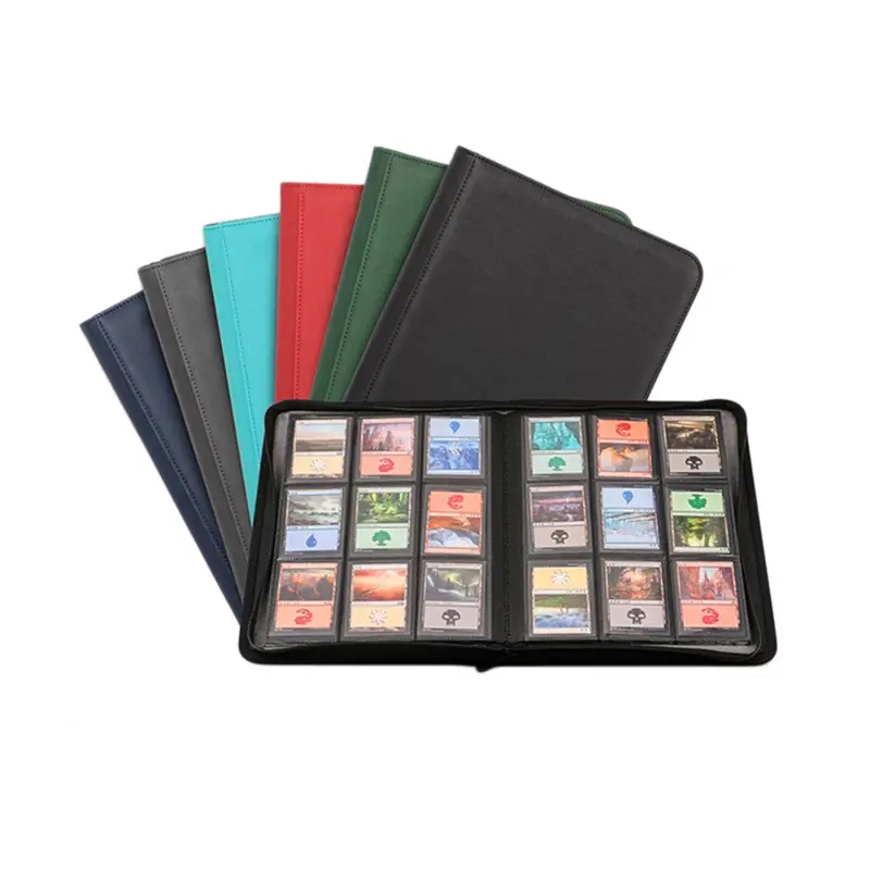 Multi Pocket PU Leather Zipper Card Album for PTCG CCG OCG TCG Sports Trading Cards Storage