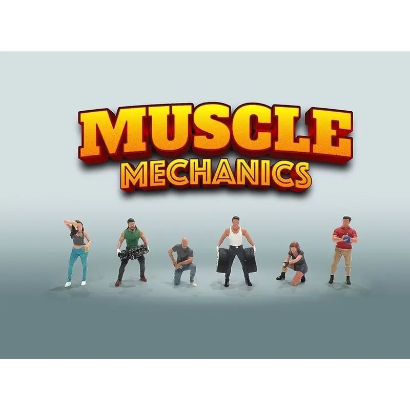 "Muscle Mechanics" 6 piece Diecast Figure Set (6 Figures) Limited Edition for 1/64 Scale Models by American Diorama