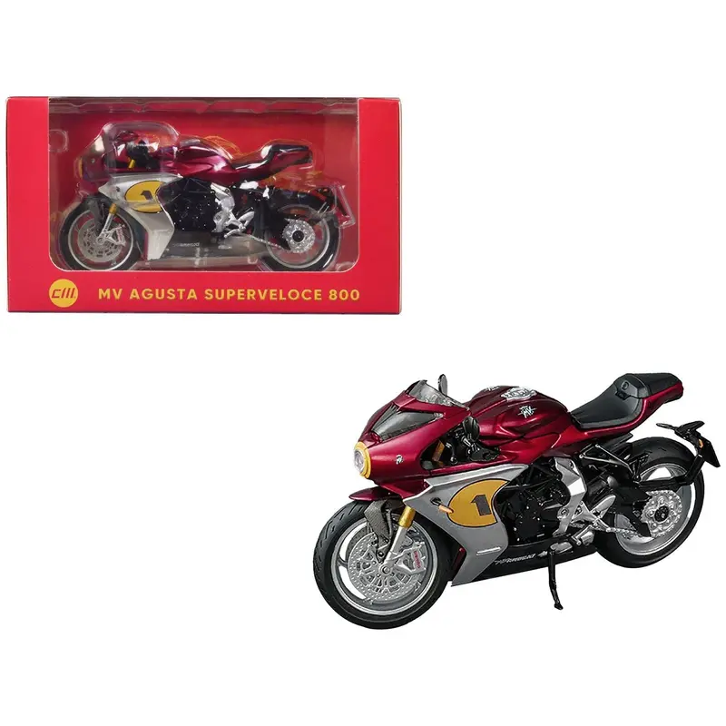 MV Agusta Superveloce 800 Motorcycle #1 Red Metallic and Silver 1/18 Diecast Model by CM Models