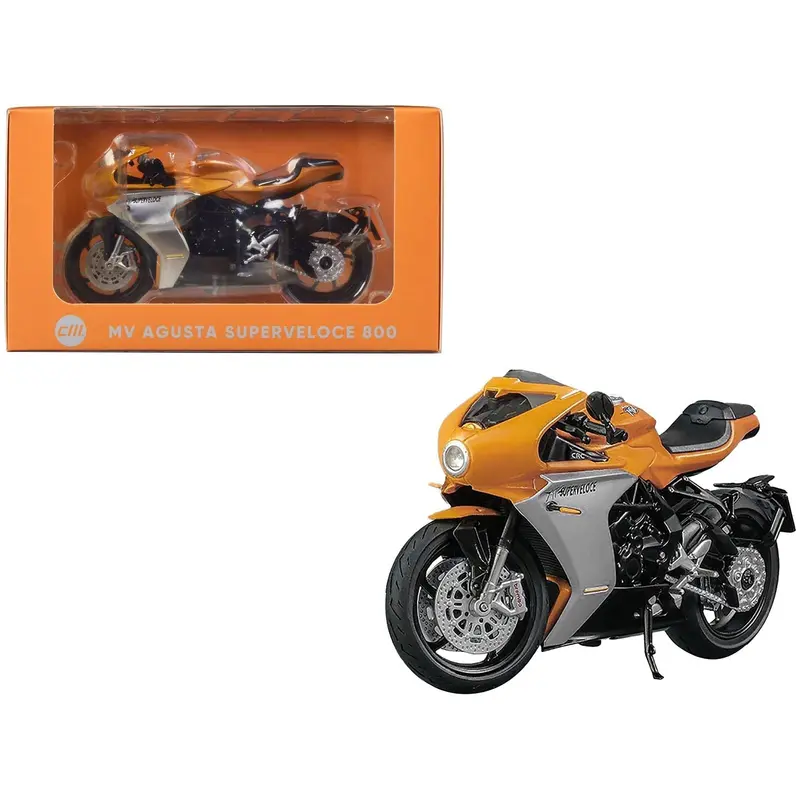 MV Agusta Superveloce 800 Motorcycle Orange and Silver 1/18 Diecast Model by CM Models