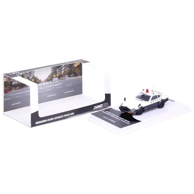 Nissan Fairlady 240ZG (HS30) RHD (Right Hand Drive) Black and White "Japanese Police" 1/64 Diecast Model Car by Inno Models