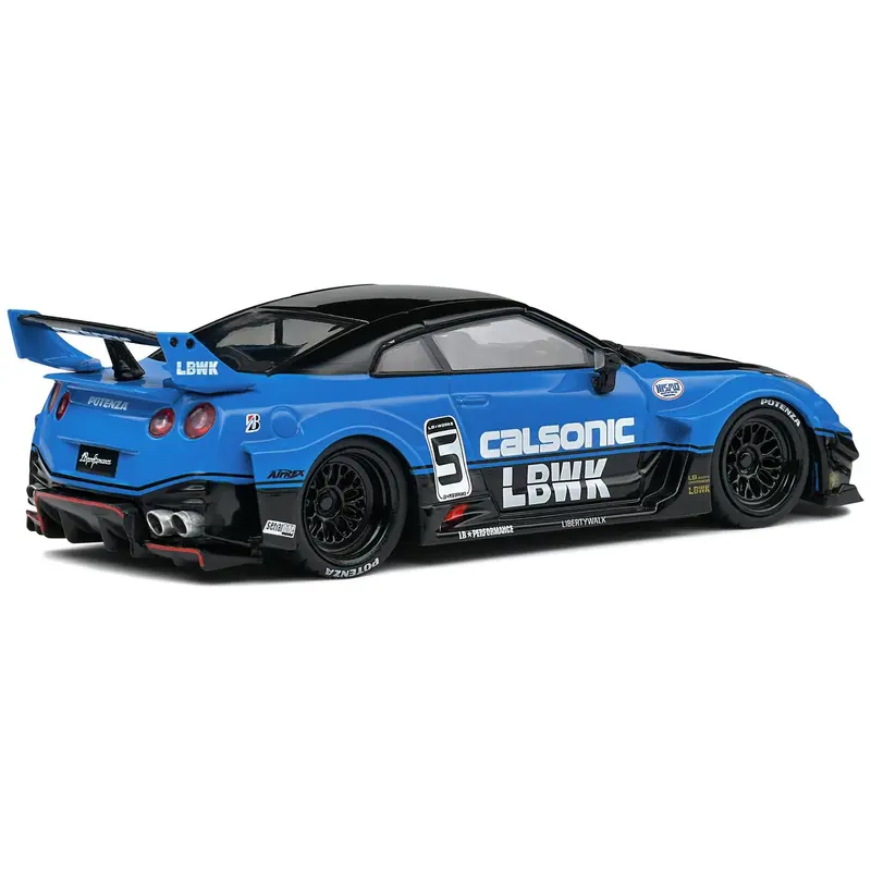 Nissan GT-R (R35) LB Silhouette Works GT RHD (Right Hand Drive) #5 Black and Blue "Calsonic" 1/43 Diecast Model Car by Solido