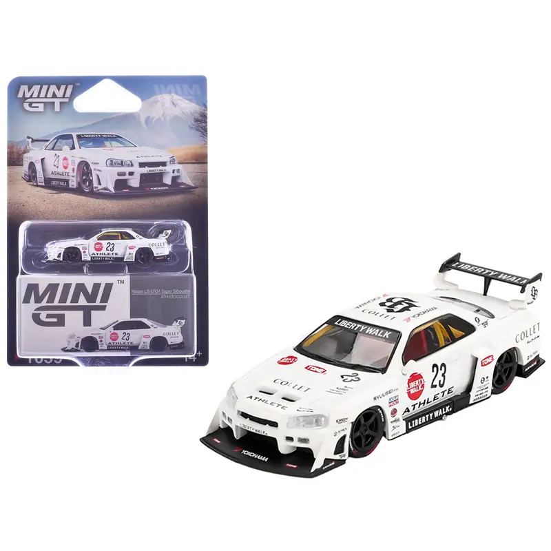 Nissan LB-ER34 Super Silhouette RHD (Right Hand Drive) #23 "ATHLETE - COLLET" White with Graphics Limited Edition 1/64 Diecast Model Car by Mini GT