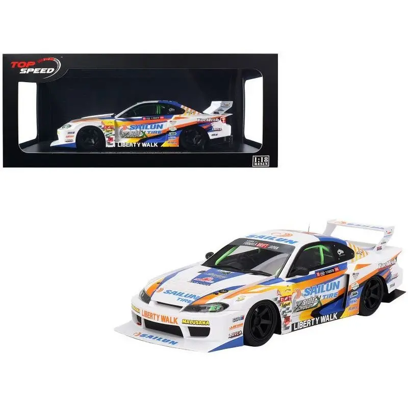 Nissan LB-Super Silhouette S15 SILVIA #555 Yukio Fausto "Formula Drift Japan" (2023) 1/18 Model Car by Top Speed