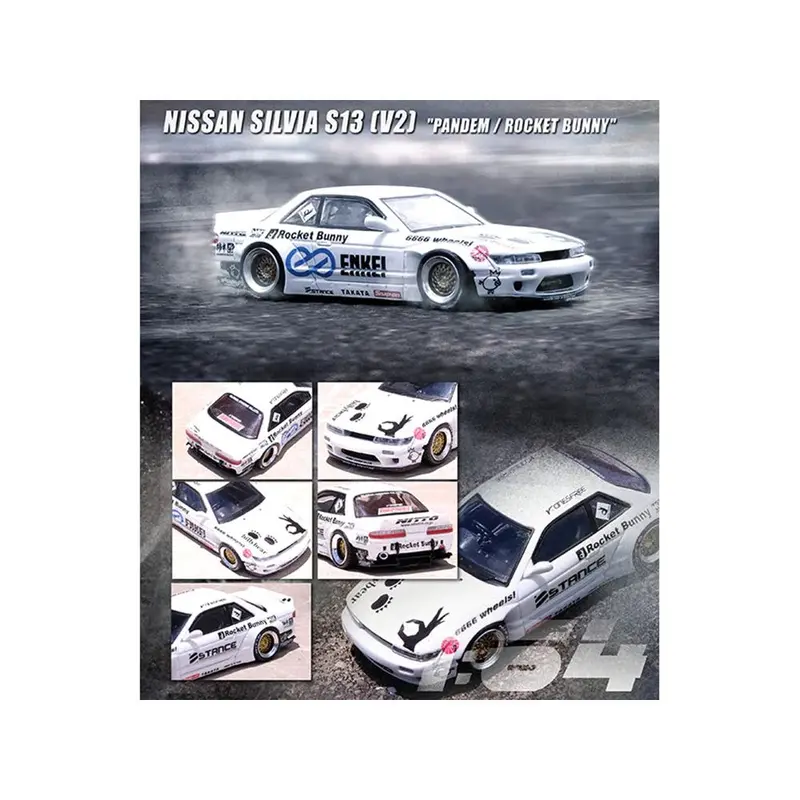 Nissan Silvia S13 (V2) RHD (Right Hand Drive) White "Pandem - Rocket Bunny" 1/64 Diecast Model Car by Inno Models