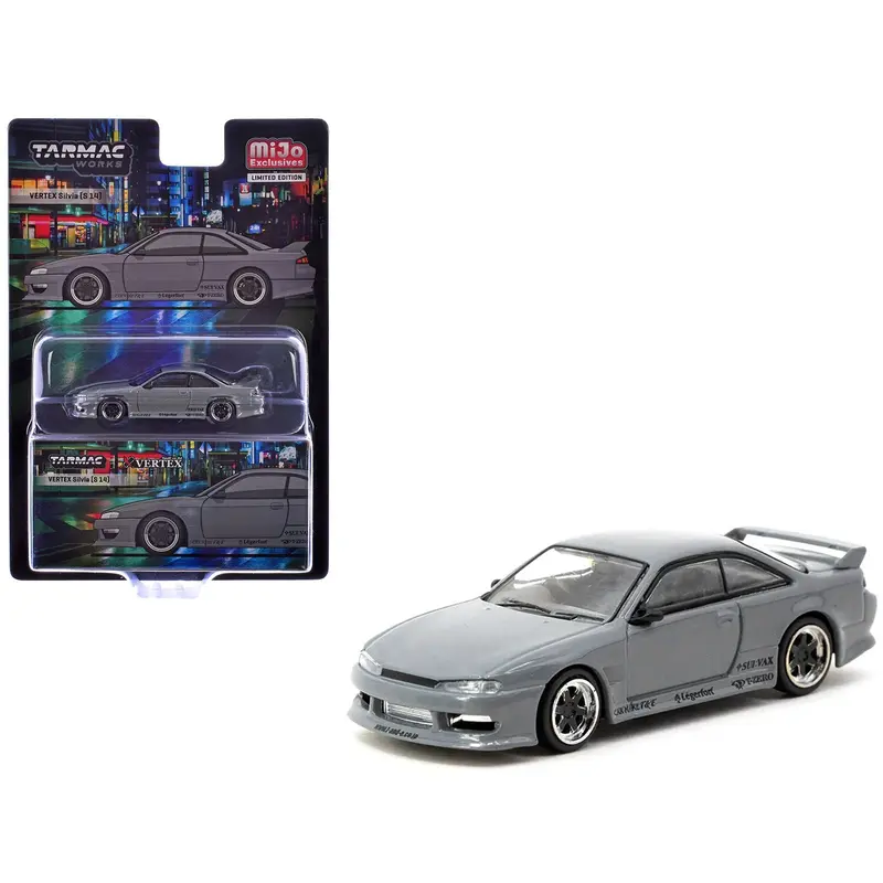 Nissan Silvia (S14) Vertex RHD (Right Hand Drive) Gray "Global64" Series 1/64 Diecast Model by Tarmac Works