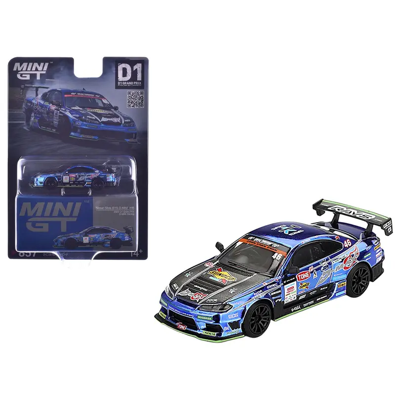 Nissan Silvia (S15) D-MAX RHD (Right Hand Drive) #46 Masao Suenaga "D-MAX Racing" "D1 Grand Prix" (2023) Limited Edition 1/64 Diecast Model Car by Mini GT
