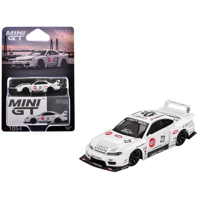 Nissan Silvia (S15) LB-Super Silhouette RHD (Right Hand Drive) #23 "Athlete" White with Graphics Limited Edition 1/64 Diecast Model Car by Mini GT