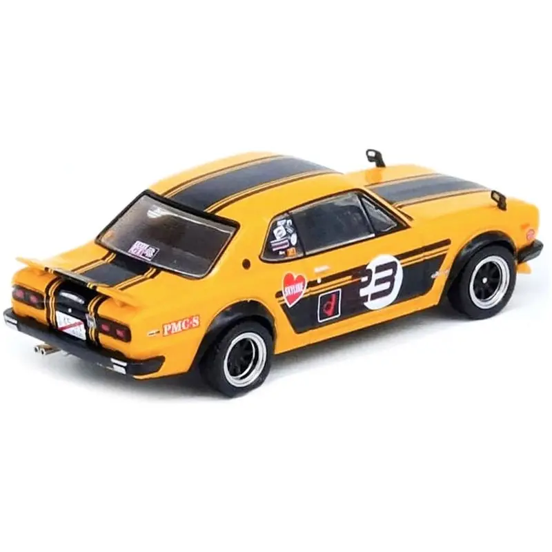 Nissan Skyline 2000 GT-R (KPGC10) RHD (Right Hand Drive) #23 Yellow with Black Stripes "Outlaw" 1/64 Diecast Model Car by Inno Models