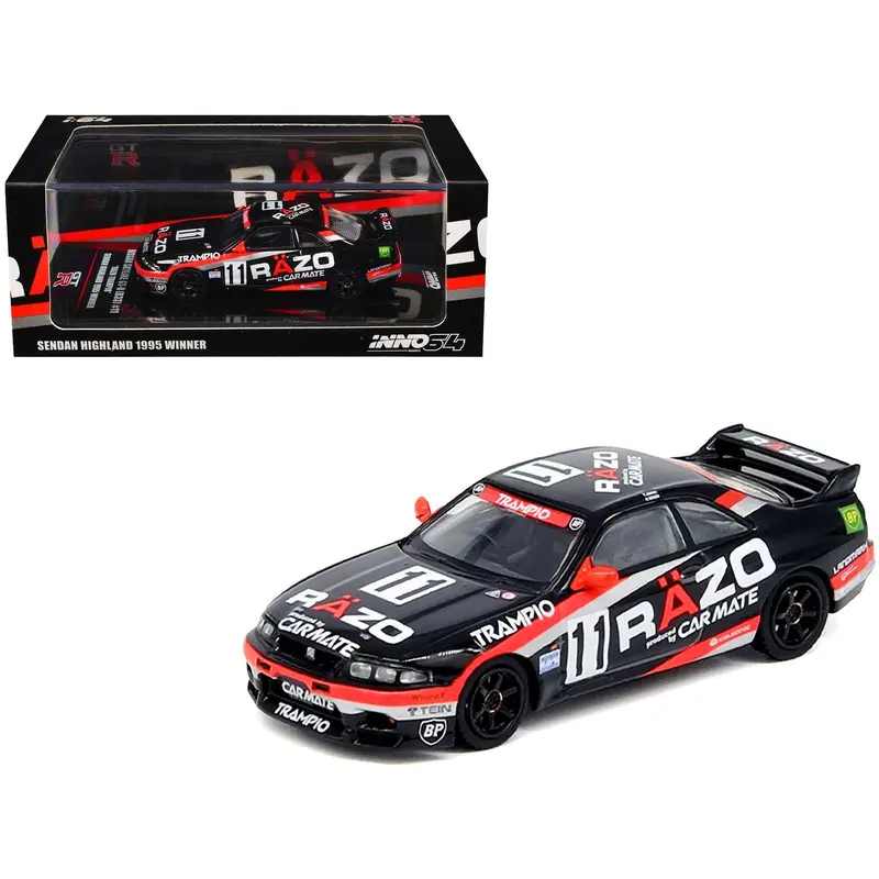 Nissan Skyline GT-R (R33) RHD (Right Hand Drive) #11 "Razo Trampio" N1 Super Endurance Series "Sedan Highland" (1995) 1/64 Diecast Model Car by Inno Models