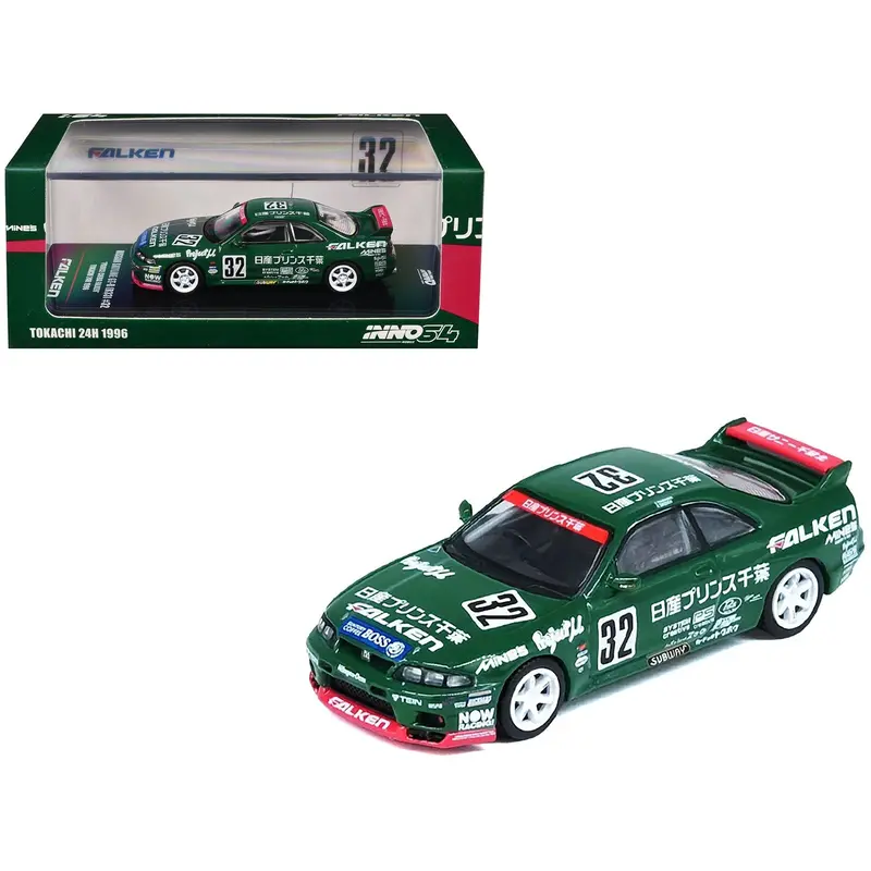 Nissan Skyline GT-R (R33) RHD (Right Hand Drive) #32 "Prince Chiba Falken" N1 Super Endurance Series "Tokachi 24 Hours" (1996) 1/64 Diecast Model Car by Inno Models
