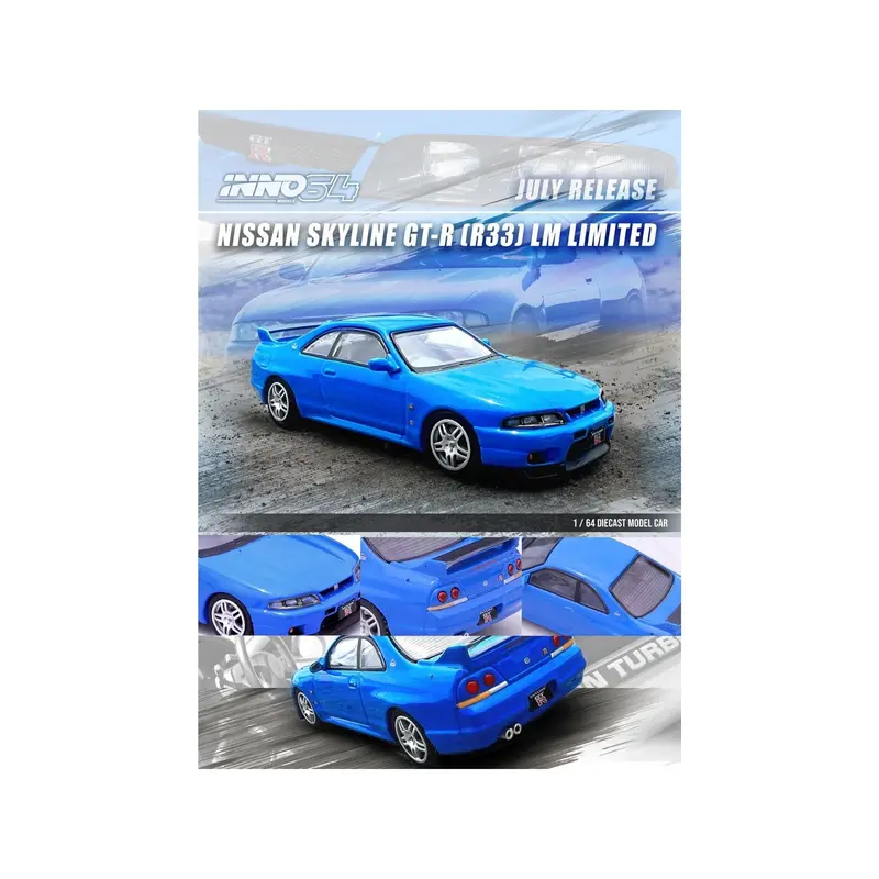 Nissan Skyline GT-R (R33) RHD (Right Hand Drive) Blue "LM Limited" 1/64 Diecast Model Car by Inno Models
