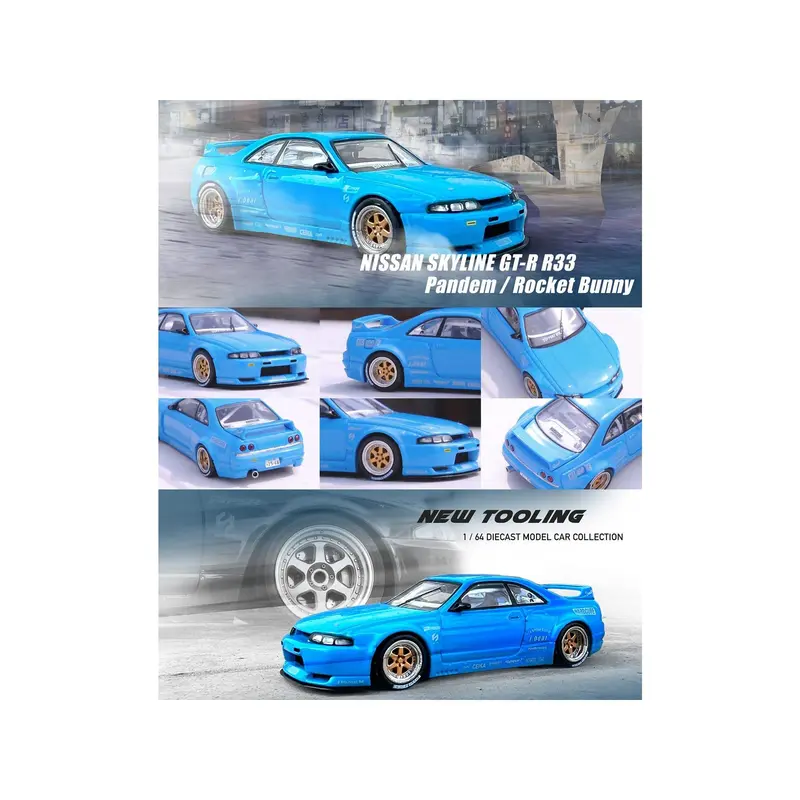 Nissan Skyline GT-R (R33) RHD (Right Hand Drive) Blue "Pandem - Rocket Bunny" 1/64 Diecast Model Car by Inno Models