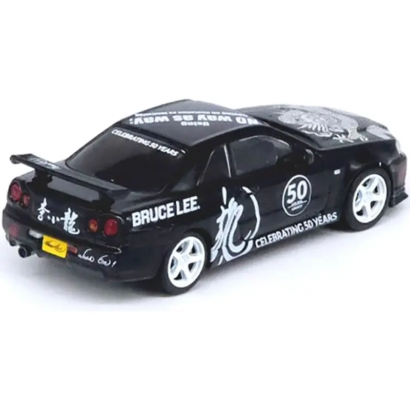 Nissan Skyline GT-R (R34) RHD (Right Hand Drive) Black "Bruce Lee Legacy 50 Year Anniversary" 1/64 Diecast Model Car by Inno Models