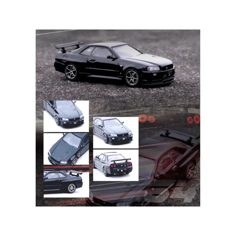 Nissan Skyline GT-R (R34) V-SPEC II RHD (Right Hand Drive) Black 1/64 Diecast Model Car by Inno Models