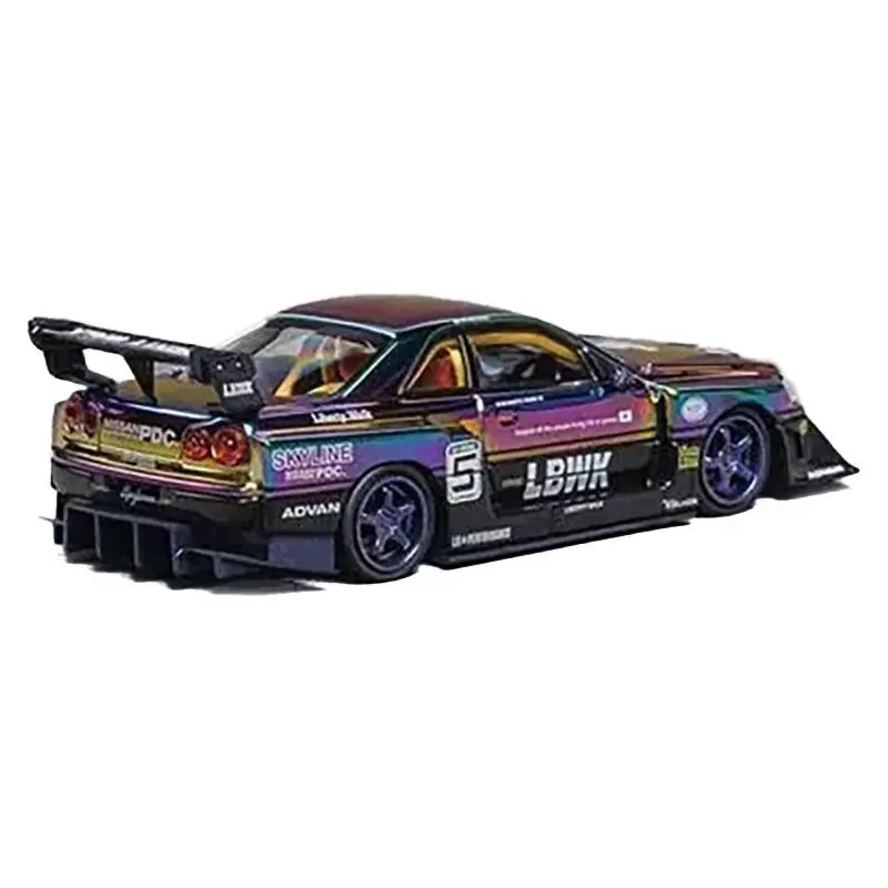 Nissan Skyline LB-ER34 "Super Silhouette" RHD (Right Hand Drive) #5 Chameleon Metallic with Extra Wheels 1/64 Diecast Model Car by CM Models