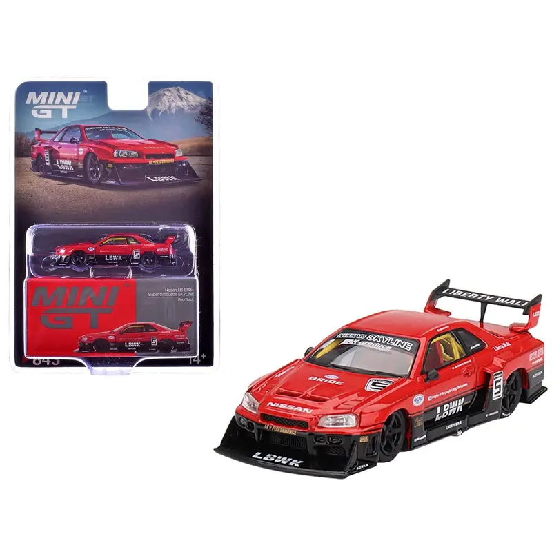 Nissan Skyline LB-ER34 Super Silhouette RHD (Right Hand Drive) #5 Red and Black Limited Edition 1/64 Diecast Model Car by Mini GT