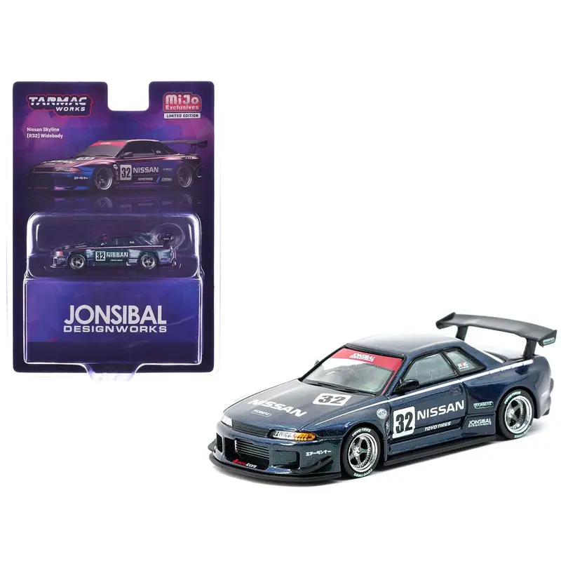 Nissan Skyline (R32) Widebody RHD (Right Hand Drive) #32 "Jonsibal Design Works" Midnight Purple Metallic "Global64" Series 1/64 Diecast Model by Tarmac Works