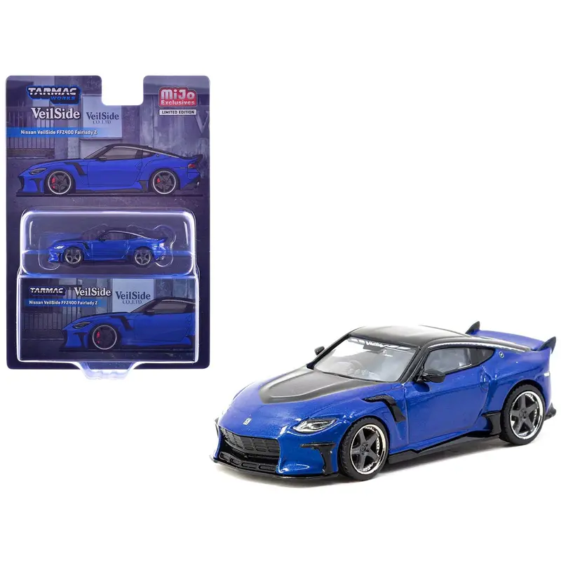 Nissan VeilSide FFZ400 Fairlady Z RHD (Right Hand Drive) Blue Metallic with Black Top "Global64" Series 1/64 Diecast Model by Tarmac Works