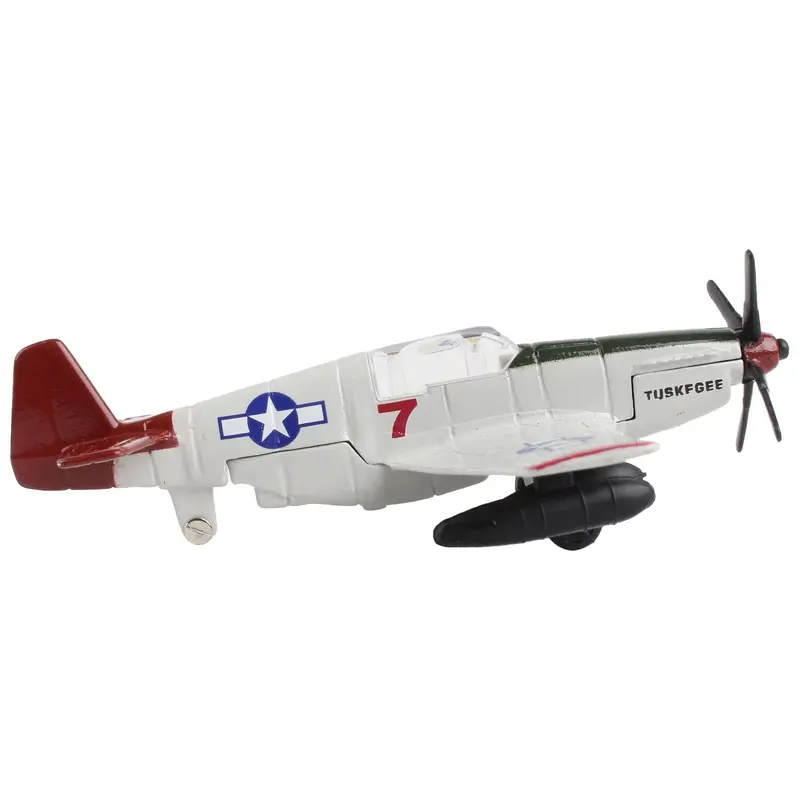 North American P-51C Mustang Fighter Aircraft Gray "Tuskegee Airmen-United States Army Air Force" with Runway Section Diecast Model Airplane by Runway24
