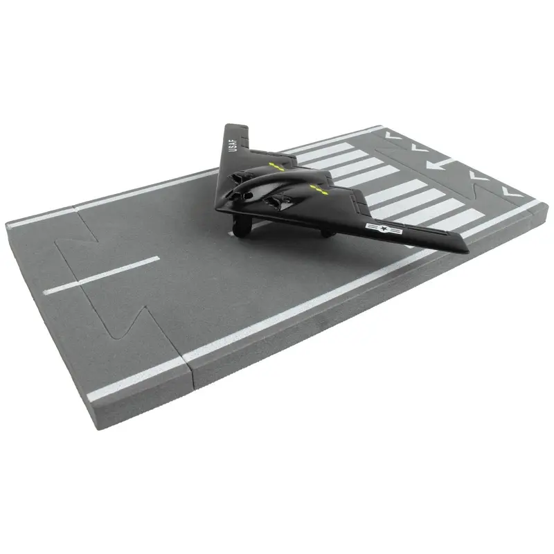 Northrop Grumman B-2 Spirit Stealth Aircraft Black "United States Air Force" with Runway Section Diecast Model Airplane by Runway24