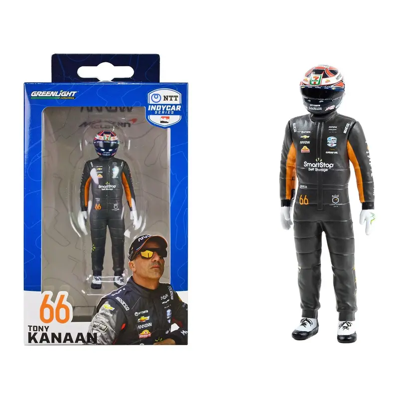 "NTT IndyCar Series" #66 Tony Kanaan Driver Figure "SmartStop Self Storage - Arrow McLaren" for 1/18 Scale Models by Greenlight