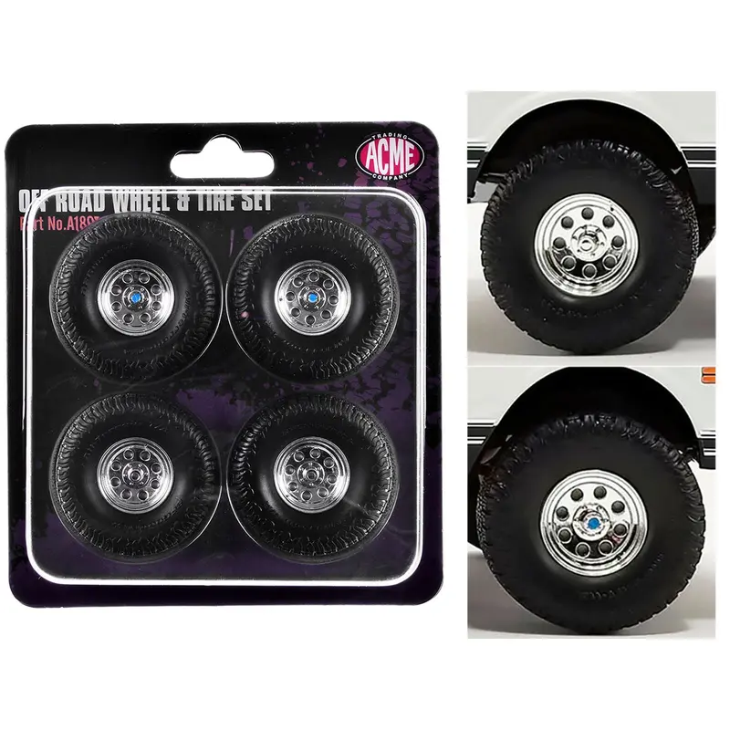 "Offroad" 35" Mag Wheel and Tire Set of 4 pieces from 1971 Chevrolet K5 Blazer for 1/18 Scale Models by ACME
