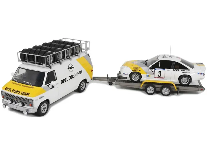 Opel Rallye Pack Tour De Corse 1984 Assistance Vehicle Trailer and Manta 1