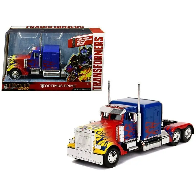 Optimus Prime Truck with Robot on Chassis from "Transformers" Movie "Hollywood Rides" Series  Diecast Model by Jada