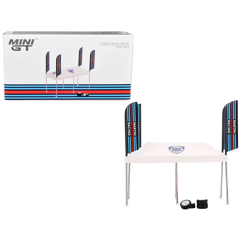 Paddock Service Tent Set with Extra Wheels "Martini Racing" for 1/64 scale models by True Scale Miniatures