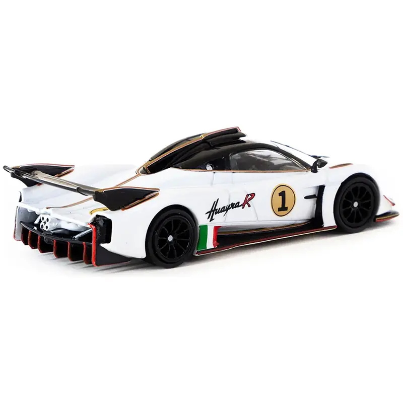 Pagani Huayra R #1 Bianco Benny White with Black Top "Lamley Special Edition" "Global64" Series 1/64 Diecast Model by Tarmac Works